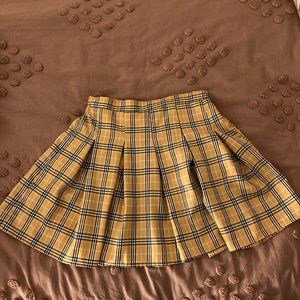 Yellow Plaid Mini Skirt